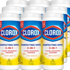 Clorox Disinfecting Wipes, Bleach Free, Crisp Lemon, 35 Wipes Per Pack, Case Of 12 Packs