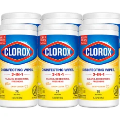 Clorox® Disinfecting Wipes, Bleach Free Cleaning Wipes – Crisp Lemon - 75 Count (Pack of 6)