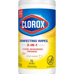 Clorox® Disinfecting Wipes, Bleach Free Cleaning Wipes – Crisp Lemon - 75 Count (Pack of 6)