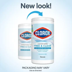 Clorox Free & Clear Cleaning Wipes, Fragrance Free, 75 Wipes Per Canister