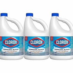 Clorox Germicidal Bleach Concentrate, Regular Scent, 121 Oz, White, Carton Of 3 Jugs