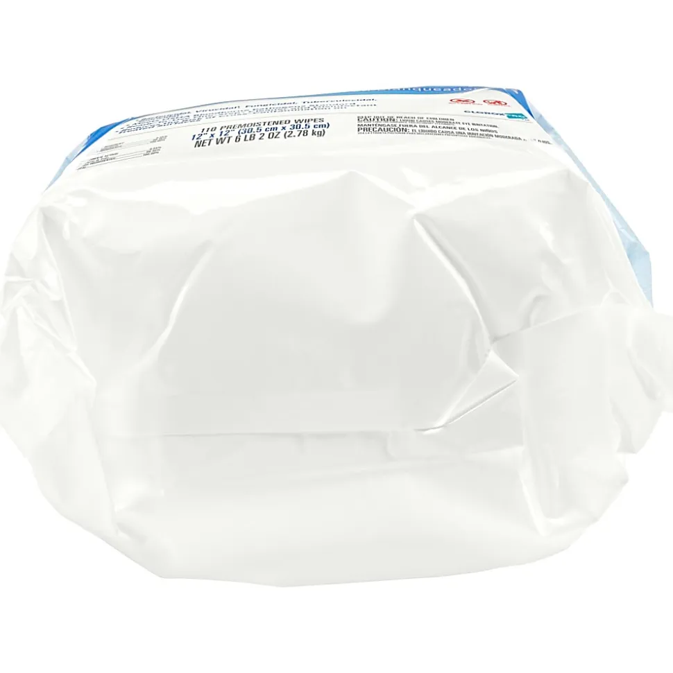 Clorox Healthcare Bleach Germicidal Wipes, 12" x 12", White, 110 Wipes Per Pack, Case Of 2 Packs