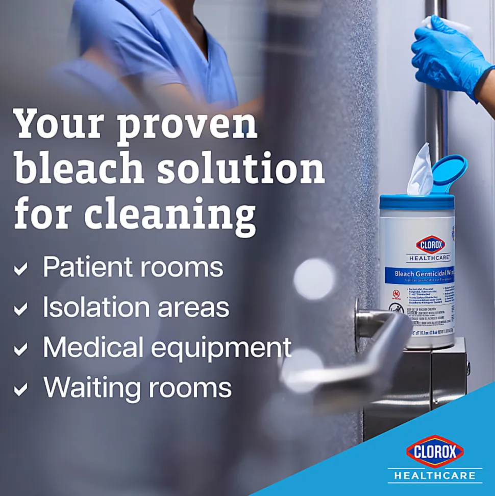 Clorox® Healthcare® Bleach Germicidal Wipes, 150 Wipes Per Canister, Case Of 6 Canisters