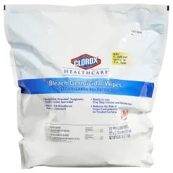 Clorox Healthcare Bleach Germicidal Wipes Refill - Ready-To-Use Wipe - 110 / Bag - 1 Each - White