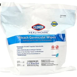 Clorox Healthcare Bleach Germicidal Wipes Refill - Ready-To-Use Wipe - 110 / Bag - 1 Each - White