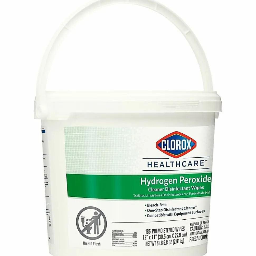 Clorox® Healthcare® Hydrogen Peroxide Disinfecting Wipes, 11" x 12", Canister Of 185 Wipes
