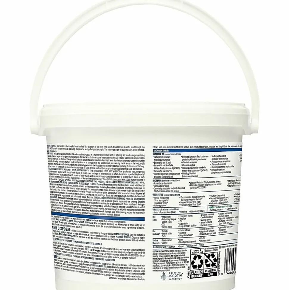 Clorox® Healthcare® Hydrogen Peroxide Disinfecting Wipes, 11" x 12", Canister Of 185 Wipes