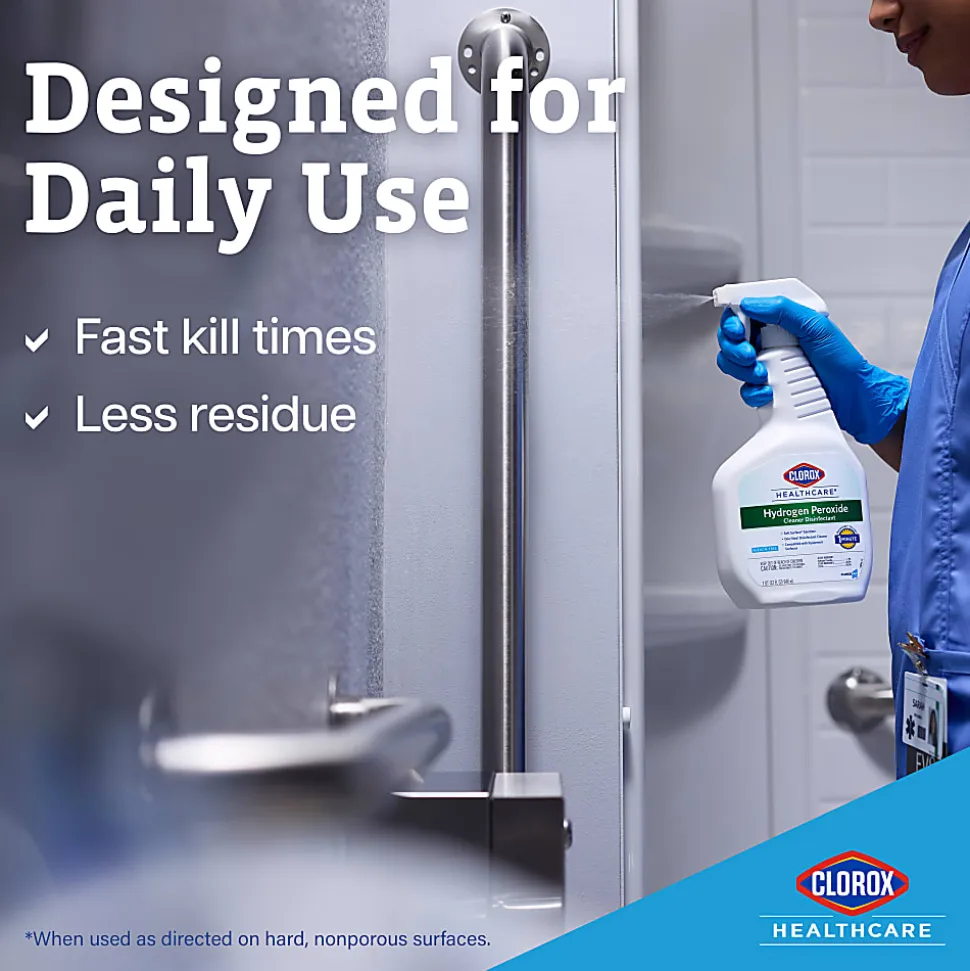 Clorox® Healthcare® Hydrogen-Peroxide Cleaner/Disinfectant, 32 Oz Bottle, Case Of 9