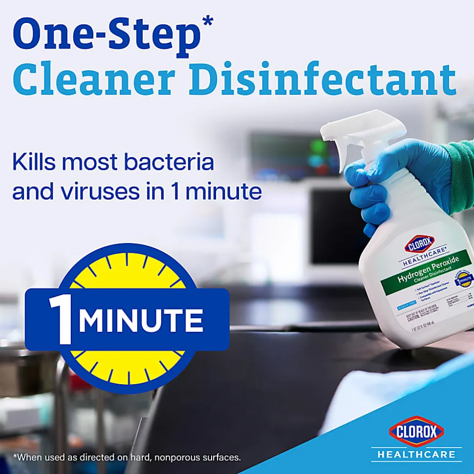 Clorox® Healthcare® Hydrogen-Peroxide Cleaner/Disinfectant, 32 Oz Bottle, Case Of 9
