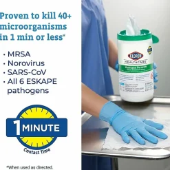 Clorox® Healthcare® Hydrogen Peroxide Disinfecting Wipes, 9" x 6 3/4", Canister Of 95 Wipes