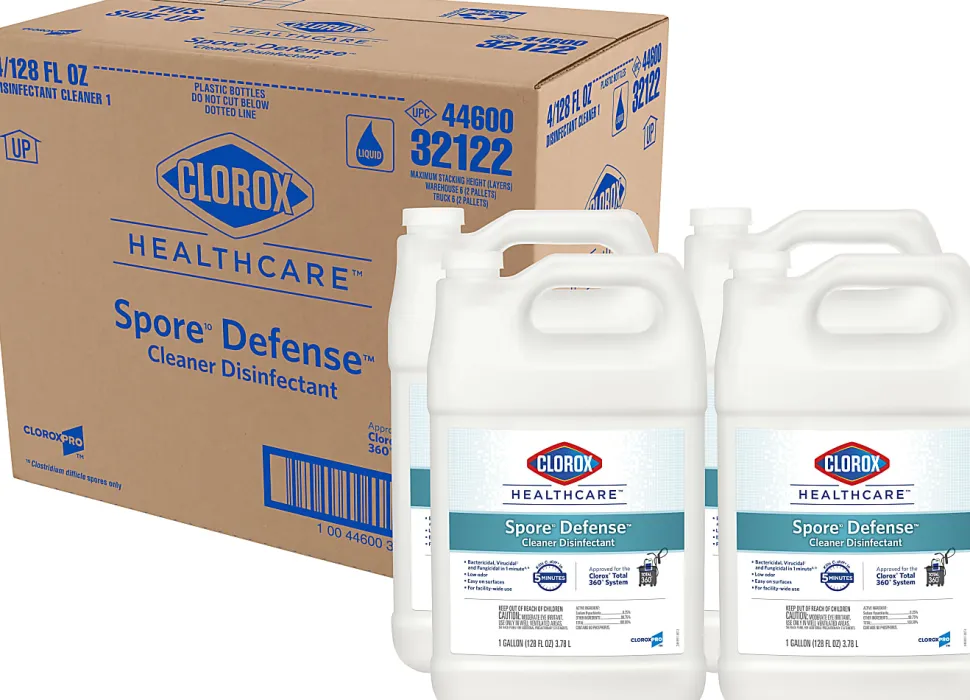 Clorox Healthcare® Spore10 Defense Cleaner Disinfectant, Refill Bottle, 128 Ounces (Pack of 4)
