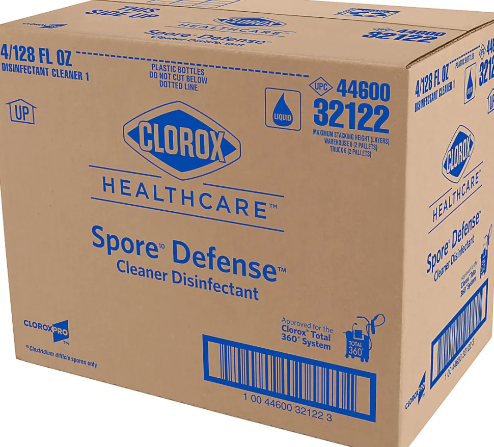 Clorox Healthcare® Spore10 Defense Cleaner Disinfectant, Refill Bottle, 128 Ounces (Pack of 4)