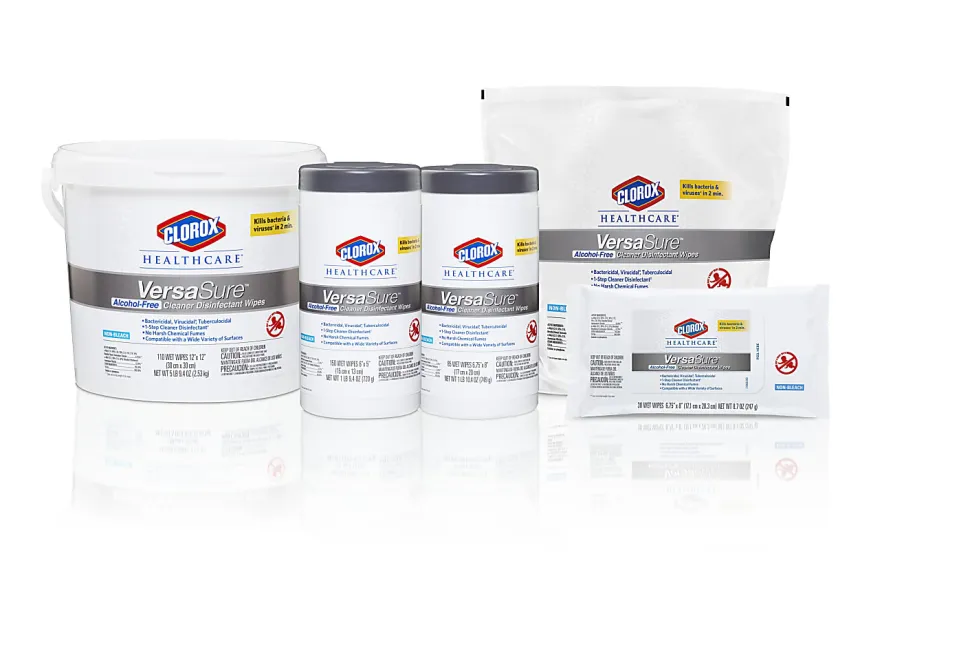 Clorox® Healthcare VersaSure Cleaner Disinfectant Wipes, 6-3/4" x 8", 85 Wipes Per Canister, Carton Of 6 Canisters