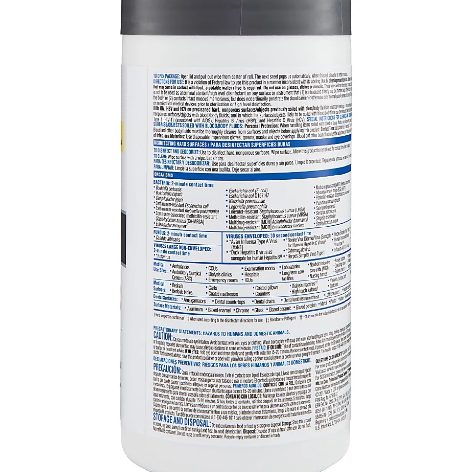 Clorox® Healthcare VersaSure Cleaner Disinfectant Wipes, 6-3/4" x 8", 85 Wipes Per Canister, Carton Of 6 Canisters