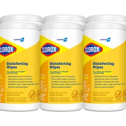 CloroxPro™ Clorox Disinfecting Wipes, Lemon Fresh, 75 Wipes Per Canister, Box Of 6 Canisters