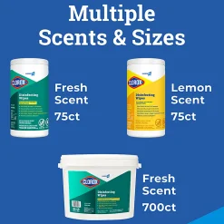CloroxPro™ Clorox Disinfecting Wipes, Lemon Fresh, 75 Wipes Per Canister, Box Of 6 Canisters