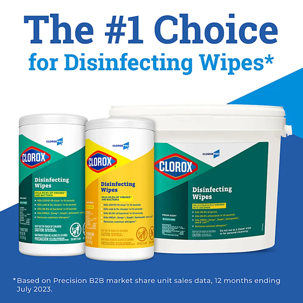 CloroxPro™ Clorox Disinfecting Wipes, Fresh Scent, 75 Wipes Per Canister, Box Of 6 Canisters