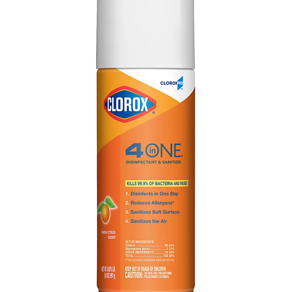 CloroxPro™ Clorox® 4 in One Disinfectant & Sanitizer, Citrus, 14 Ounce Can