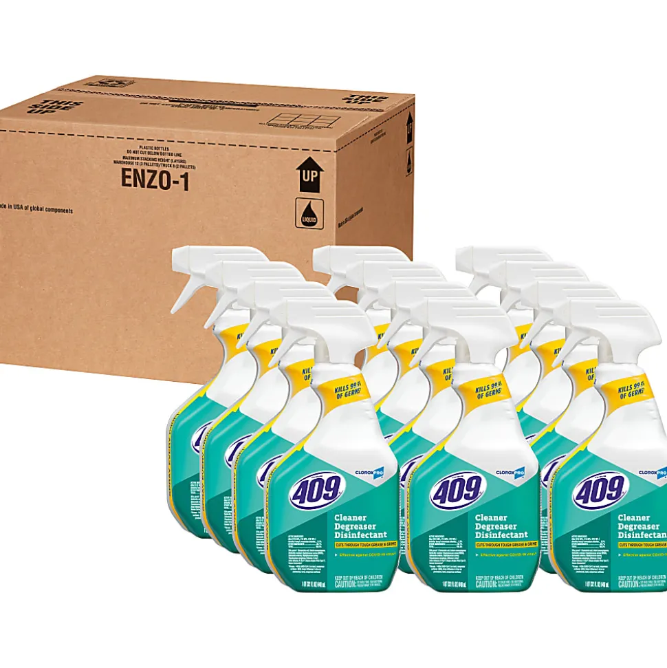 CloroxPro Formula 409 Cleaner Degreaser Disinfectant, 32 Fl Oz Spray, Case Of 12