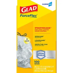 CloroxPro™ Glad ForceFlex Tall Kitchen Drawstring Trash Bags, 0.9 mil, 13 Gallon, Grey, Box Of 100