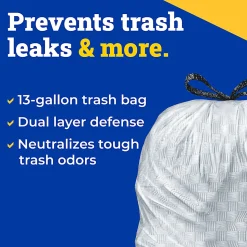 CloroxPro™ Glad ForceFlex Tall Kitchen Drawstring Trash Bags, 0.9 mil, 13 Gallon, Grey, Box Of 100