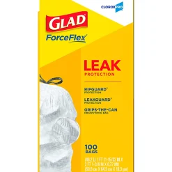 CloroxPro Glad ForceFlex Tall Kitchen Drawstring Trash Bags,  0.78 mil, 13 Gallon, Box of 100 (78374)
