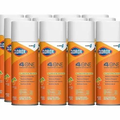 CloroxPro™ 4-in-1 Disinfectant & Sanitizer, 14 Oz, Fresh Citrus Scent, Carton Of 12 Cans