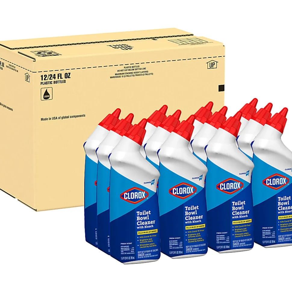 CloroxPro Toilet Bowl Cleaner with Bleach, Fresh Scent, 24 Fluid Ounces, Pack of 12