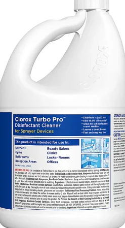 Clorox Turbo Pro™ Bleach-Free Disinfectant Cleaner for Sprayer Devices, 121 Oz, Case Of 3