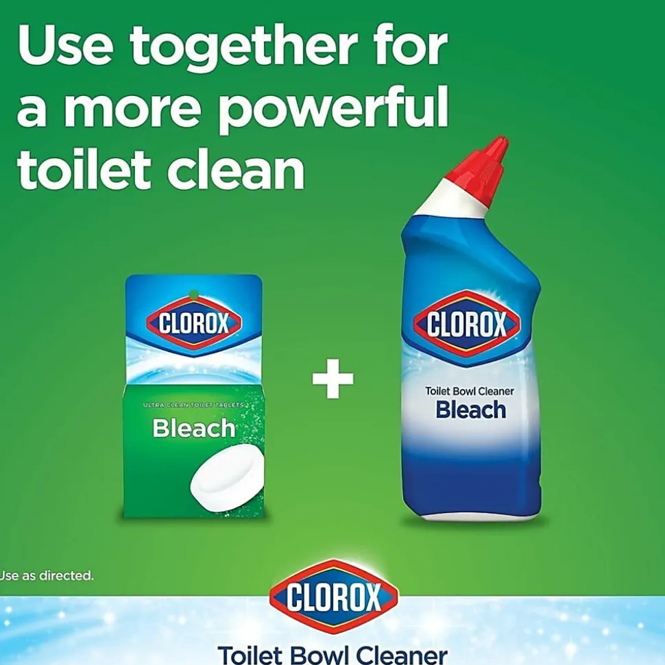 Clorox Ultra Clean Toilet Tablets Bleach - 3.50 oz (0.22 lb) - Deodorize - White - 2/Pack - 6 / Carton