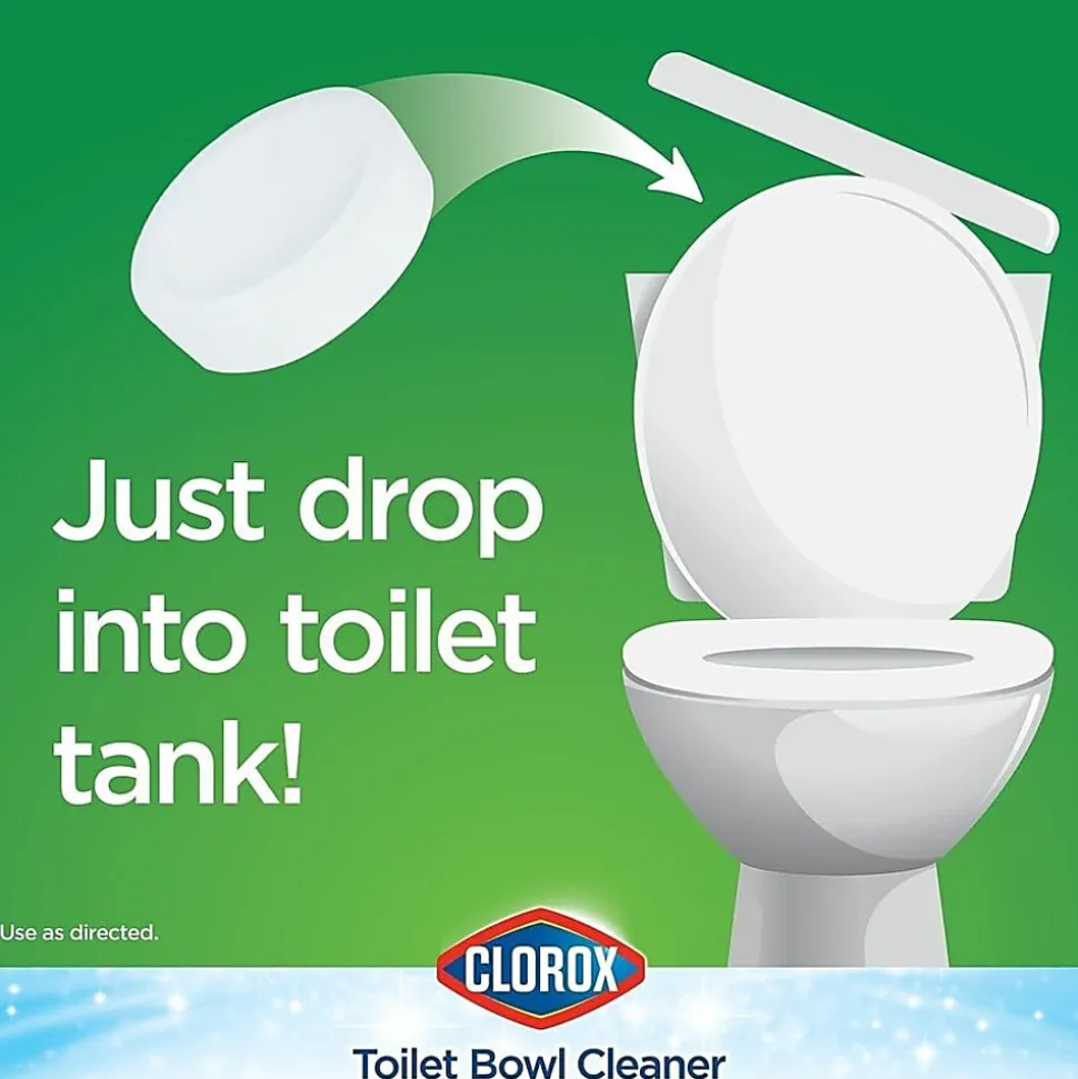 Clorox Ultra Clean Toilet Tablets Bleach - 3.50 oz (0.22 lb) - Deodorize - White - 2/Pack - 6 / Carton