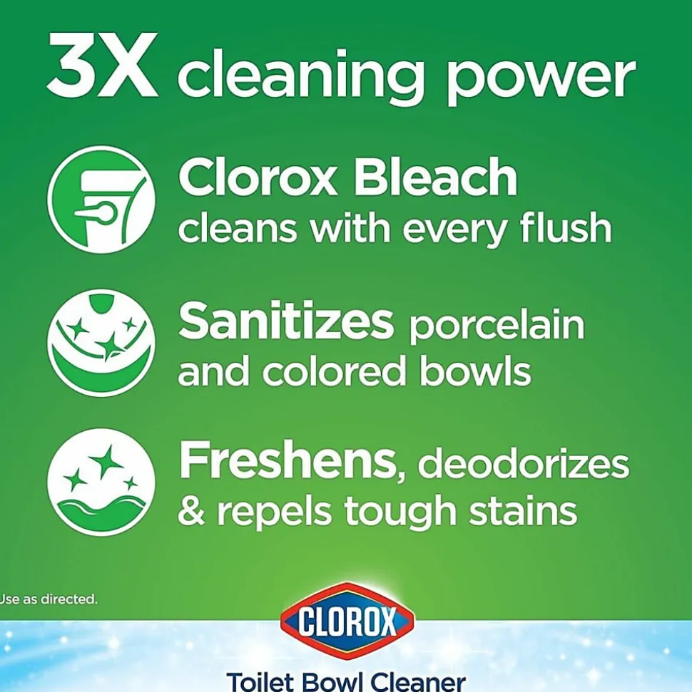 Clorox Ultra Clean Toilet Tablets Bleach - 3.50 oz (0.22 lb) - Deodorize - White - 2/Pack - 6 / Carton