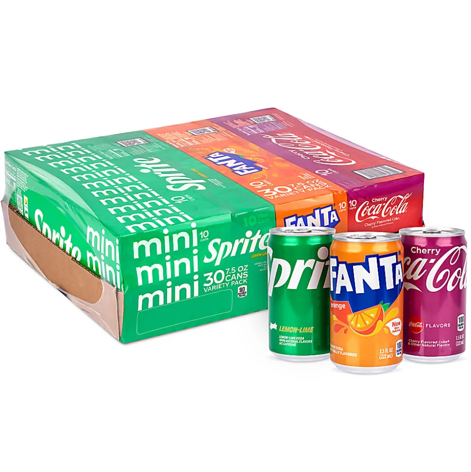 Coca-Cola Mini Cans Soda Variety Pack, 7.5 Oz, Pack Of 30 Cans
