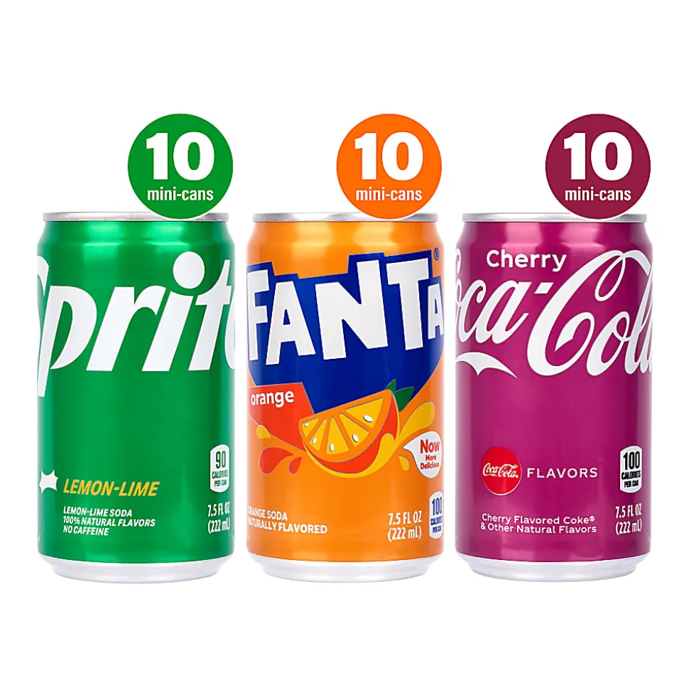 Coca-Cola Mini Cans Soda Variety Pack, 7.5 Oz, Pack Of 30 Cans
