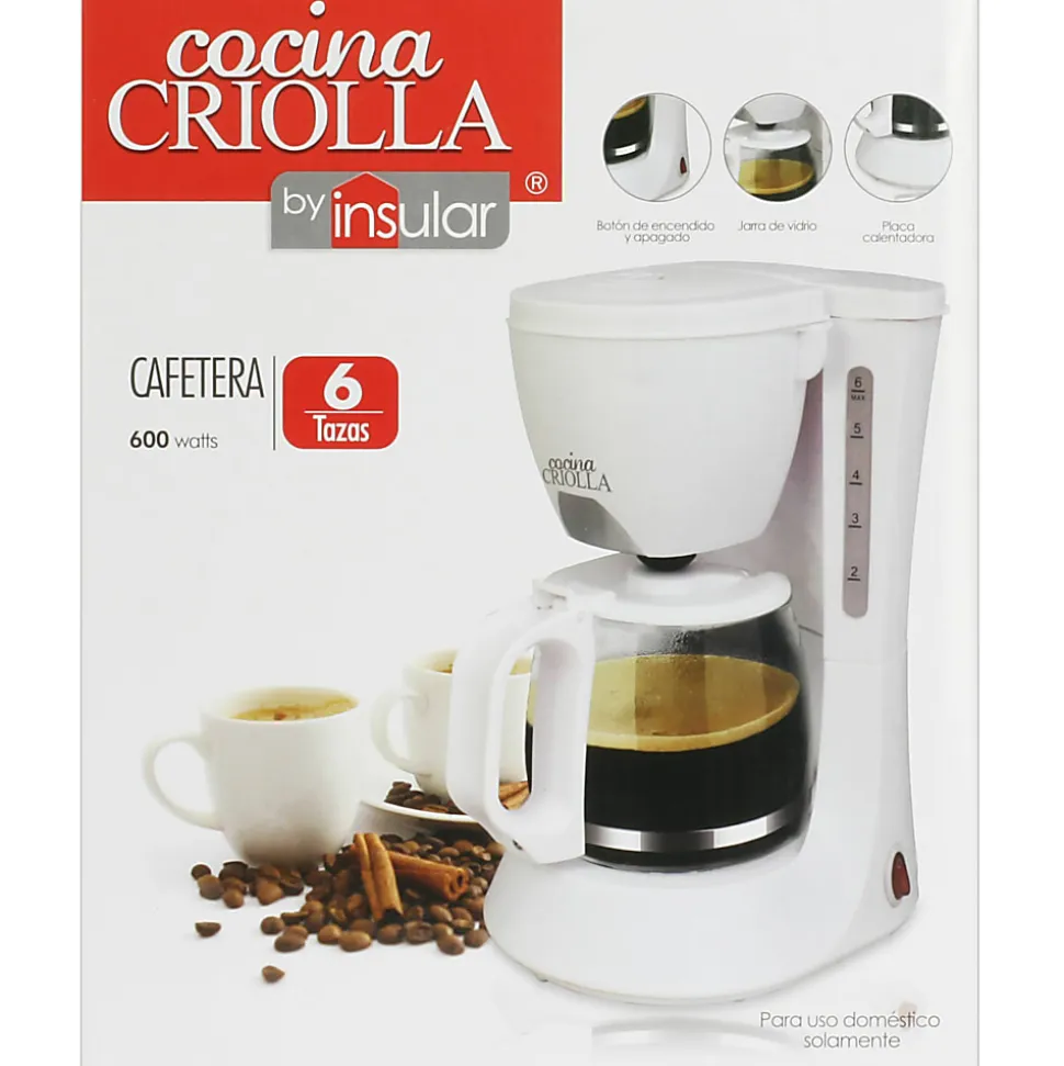 Cocina Criolla 6-Cup Coffee Maker, White