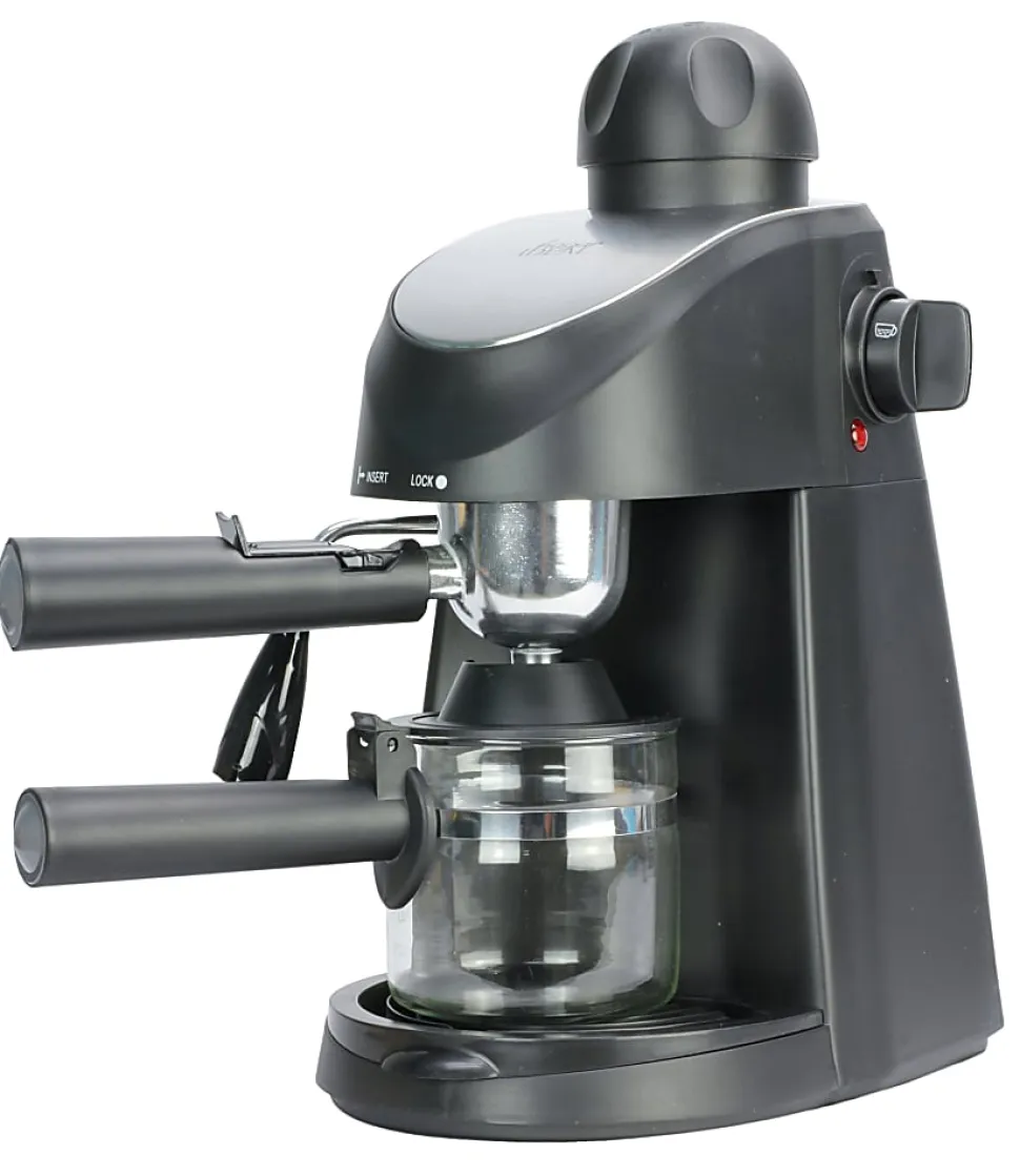Cocina Criolla 4-Cup Electric Espresso Cappuccino Maker With Milk Frother, Black, Total Qty 1
