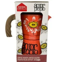 Cocina Criolla 6-Cup Stovetop Aluminum Greca, Puerto Rican Artists Edition: Ancadez