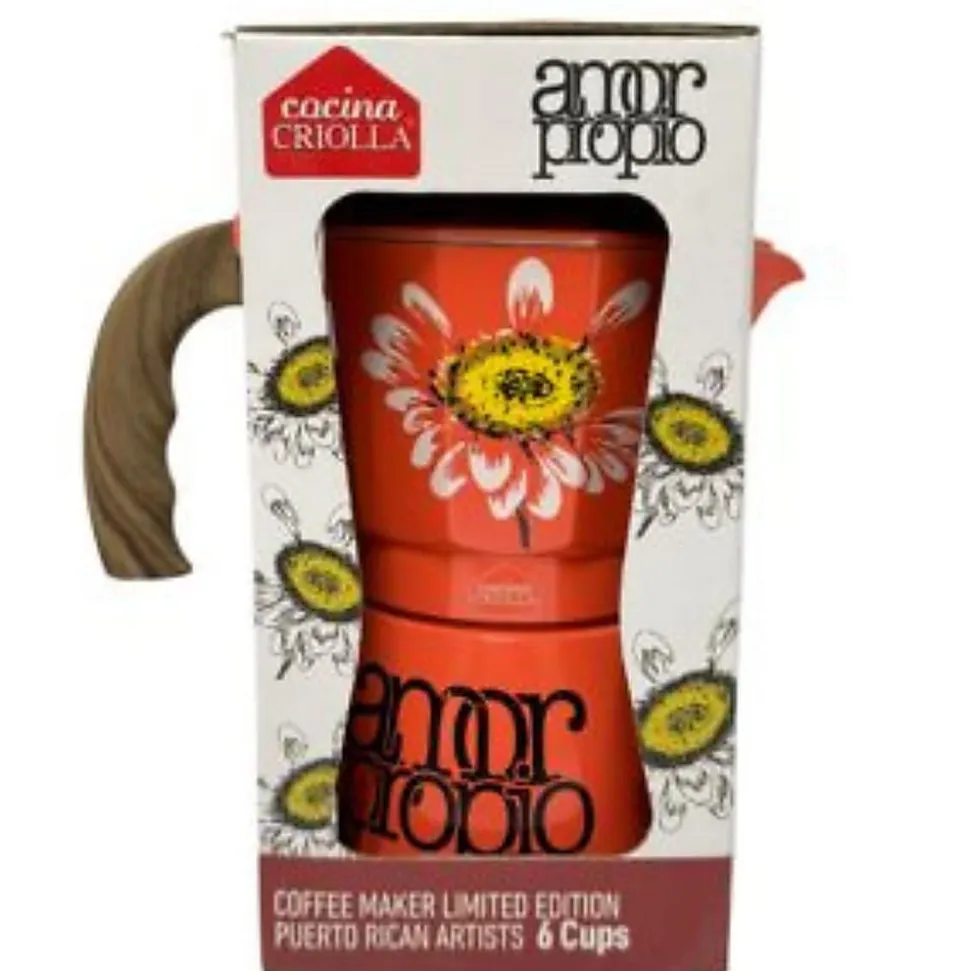 Cocina Criolla 6-Cup Stovetop Aluminum Greca, Puerto Rican Artists Edition: Ancadez