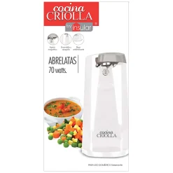 Cocina Criolla Electric Can Opener With Magnetic Lid Holder, White