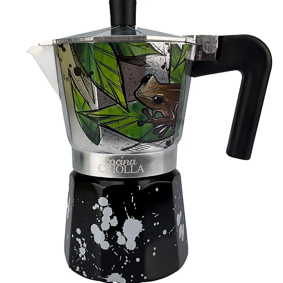 Cocina Criolla Greca 6-Cup Joshua Montes "Coqui" Primula Classic Stovetop Espresso And Coffee Maker, Multicolor, Total Qty 1