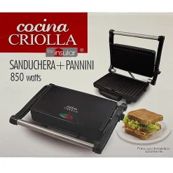 Cocina Criolla Small Panini Maker, 9"H x 3-1/2"W x 9"D, White