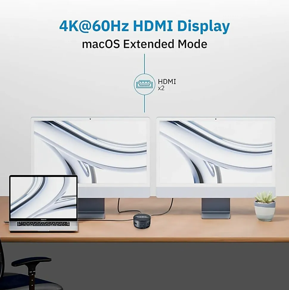CODi CentroM3 Multi-Port USB-C Docking Station - with Dual 4K HDMI, Gigabit Ethernet & Power Delivery