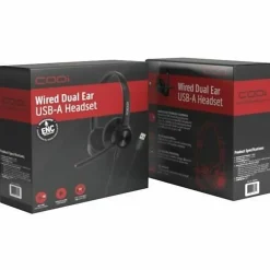 CODi CLARO Wired Stereo Dual Ear Headset with AI-Powered ENC Microphone - with AI-Powered ENC Microphone