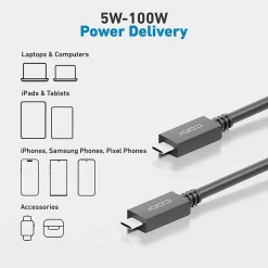 CODi 3ft Full Feature USB-C to USB-C Cable - (100W PD & 4K Video Support)