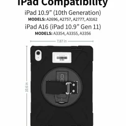 CODi Rugged Case for iPad 11" (A16) & iPad 10.9" (10th Generation), Black