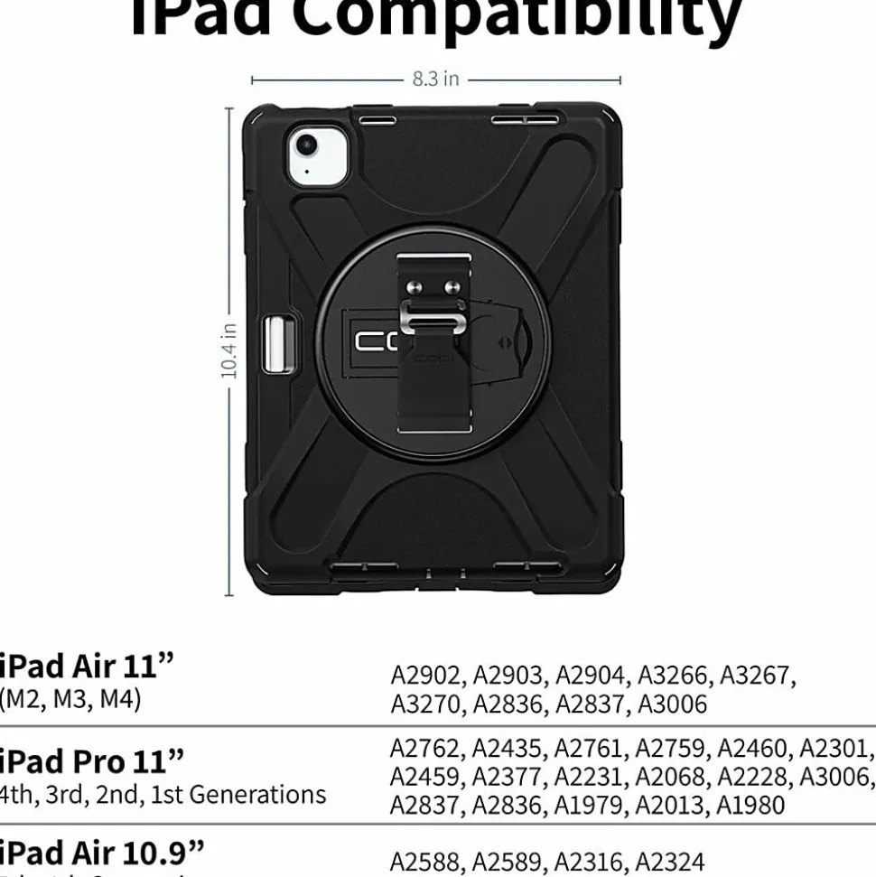 CODi Rugged Case - Integrated Screen Protector for iPad Air 11" (M2), iPad Pro 11"