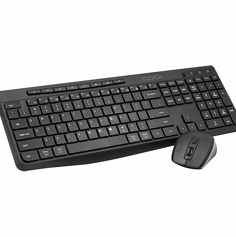 CODi Triple Connection Multi-Device Wireless Keyboard and Mouse Combo - with Bluetooth, 2.4GHz Connectivity & USB-C Charging
