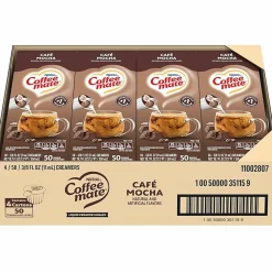 Coffee mate Café Mocha Nondairy Liquid Creamer Singles - Cafe Mocha Flavor - 0.38 fl oz (11 mL) - 200 Serving - 50/Box - 4 / Carton