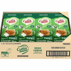 Coffee mate Irish Creme Nondairy Liquid Creamer Singles - Irish Cream Flavor - 0.38 fl oz (11 mL) - 200 Serving - 50/Box - 4 / Carton