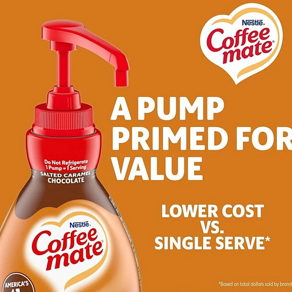Coffee mate Salted Caramel Chocolate Liquid Coffee Creamer Pump Bottle - Salted Caramel Chocolate Flavor - 50.7 fl oz - 2/Carton Bottle - 600 Serving